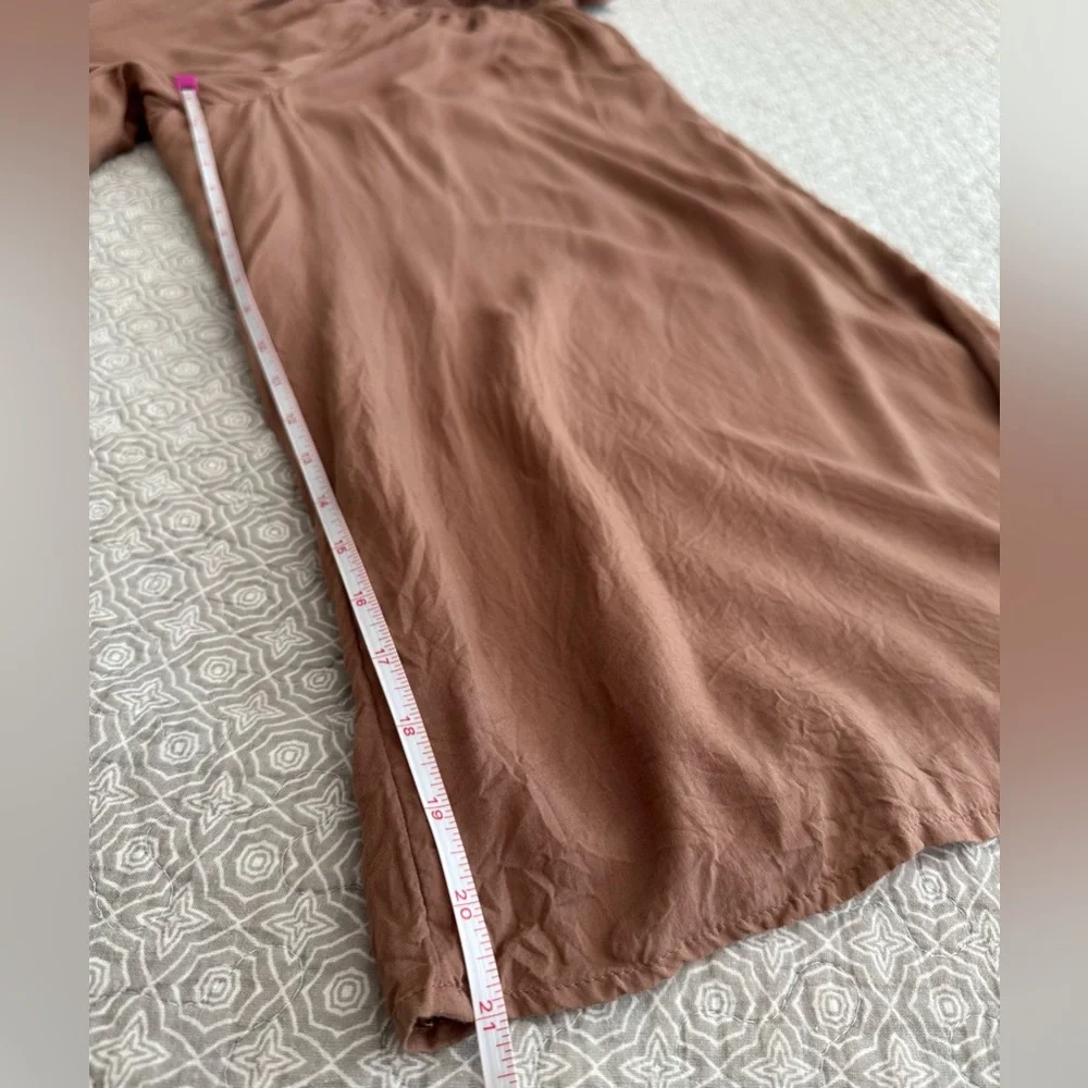Wilfred Aritzia Masson Wide Leg Cropped Jumpsuit Strapless Nutmeg Brown Size M